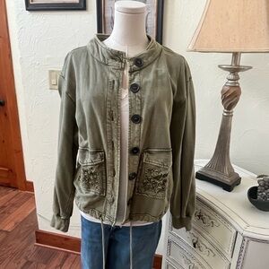 Large olive button down sweatshirt
